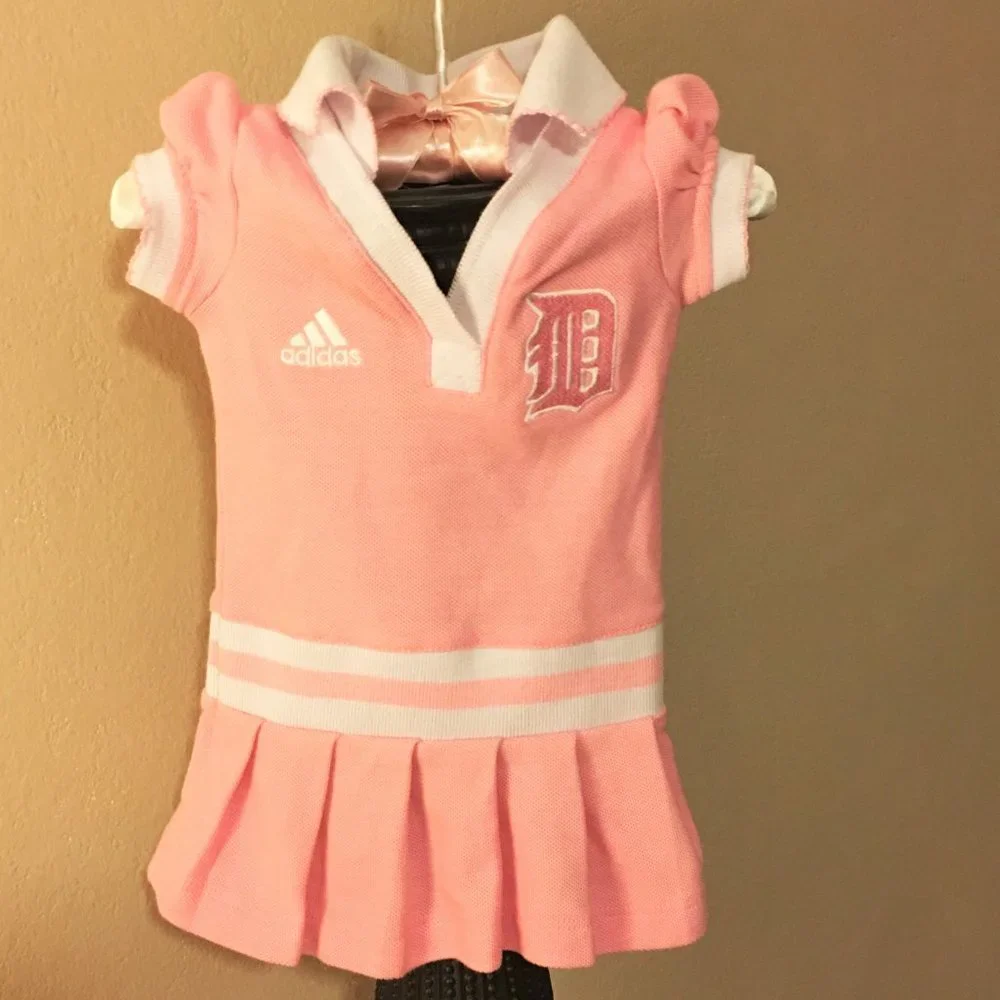 ADIDAS Detroit Baseball Fan Pink Polo Dress 0-3M - Picture 2 of 10